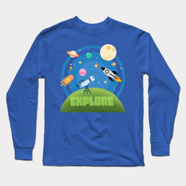 Explore the Adventure of Space Long Sleeve T-Shirt by LittleBunnySunshine